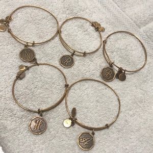 Letters N, R, B, H and A Alex and Ani bracelets